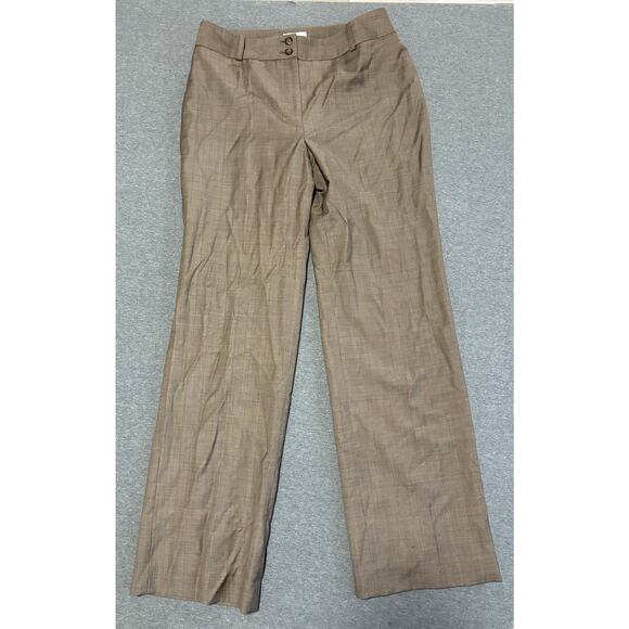 Ann Taylor LOFT | Women's Tan Plaid Dress Work Pants | 8 - Picture 2 of 5